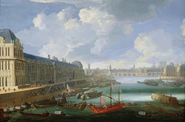 Die Seine in Richtung Pont-Neuf, Louvre und College Mazarin, ca. 1675